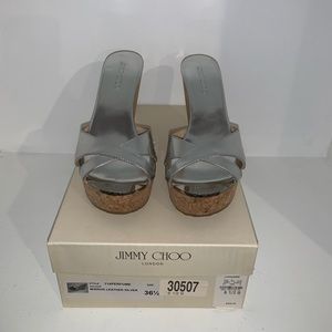 Jimmy Choo Leather Wedge Silver